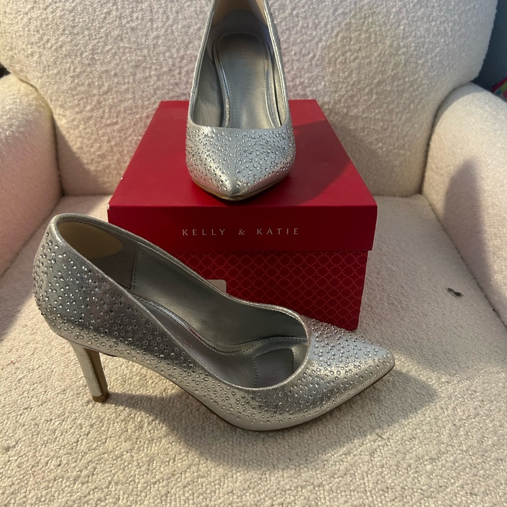 Kelly & Katie Glittering Silver Heels